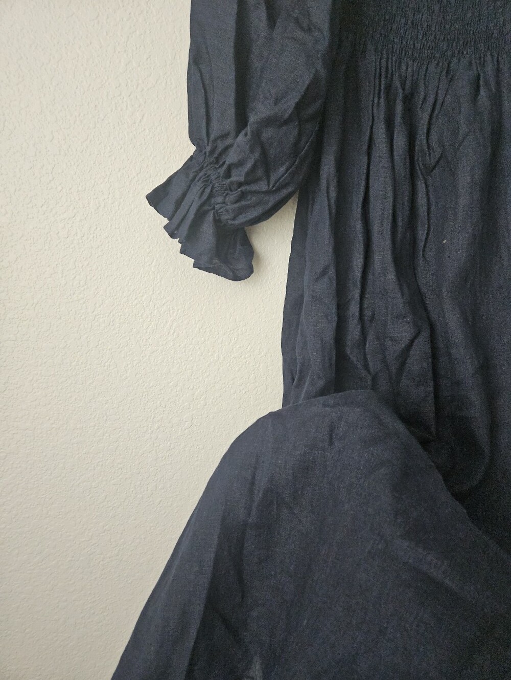 Sleeper. 100% linen atlanta midi dress in navy blue, large - Picture 9 of 14